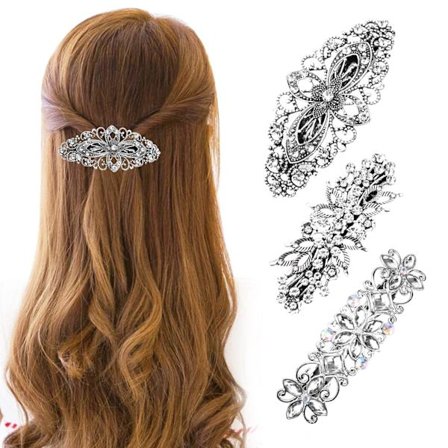 3 stk. metall hårspenner - antikke krystall hårspenner rhinestone perle hårspenner vintage blomster hårspenner bryllup hårnåler