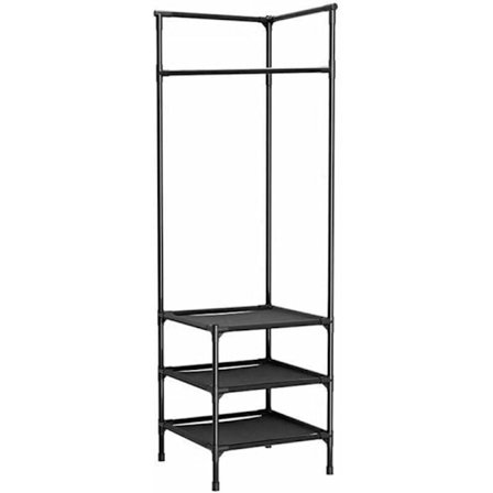 Kulmavaateteline metallista, kulmaan sijoitettava eteisen naulakko, 3-tasoinen vapaasti seisova vaatetanko, kenkähyllyjärjestäjä kotiin, toimistoon, 