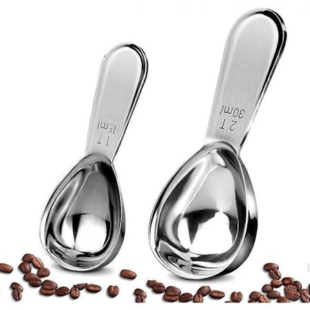 Kaffemått i rostfritt stål - 2-pack (15 ml och 30 ml), exakt mätningssked