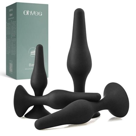 OHYES Silikone anal plug sæt - Sæt med 4 dele med sugekop til mænd og kvinder