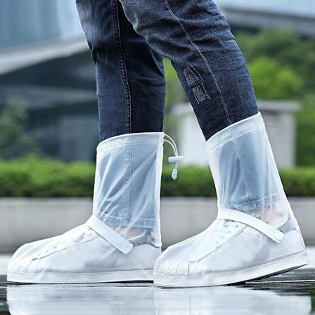 Regnstøvleskobetræk Gummi Regnstøvleovertrækssko HVID L