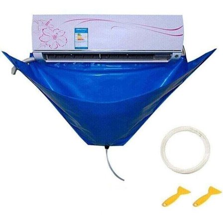 Ilmastointilaitteen puhdistussarja, pölytiivis suojus pesupussilla ja vesiputkella, kaksipuolinen puhdistussarja ilmastointilaitteille