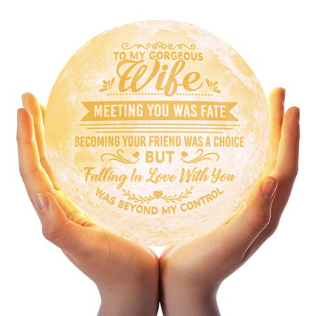 Alla hjärtans dag-presenter till fru - Graverad månlampa nattlampa diameter 12 cm