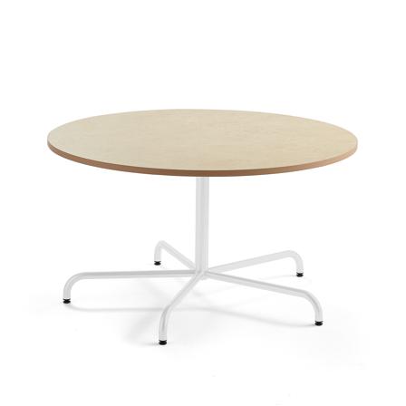 Tisch PLURAL, Ø 1300x720 mm, Linoleum-Platte, beige, weiß