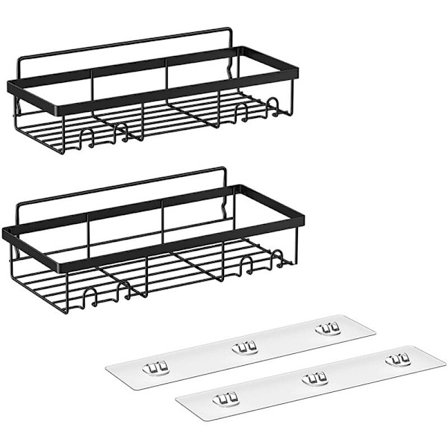 Duschhylla förvaringsställ (2-pack), badrumstillbehör korg hyllor med krokar, duschförvaring