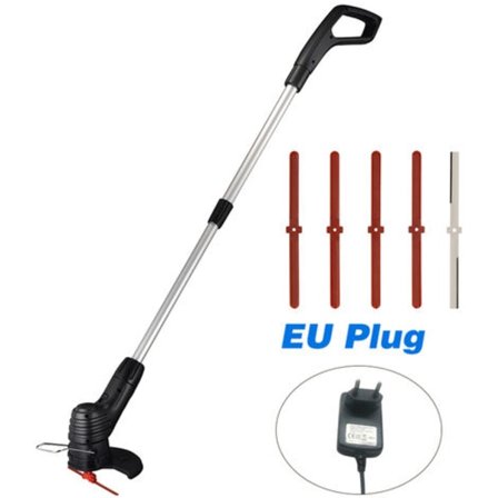 Ledningsfri elektrisk plæneklipper, let og bærbar håndholdt plæneklipper, genopladelig elektrisk plæneklipper med 4 plastikblade og 1 rustfrit stål