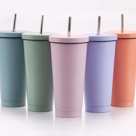 Resemugg i rostfritt stål med sugrör och lock, 750 ml/25 oz, dubbelväggig vakuumisolerad mugg för iskalla eller varma drycker