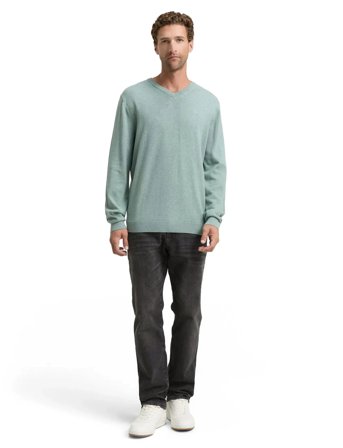 Tom Tailor Basic V-Neck Knit - Blue - S