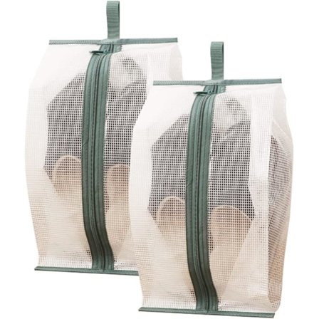 Vedenpitävä kenkien säilytyspussi päivittäiseen käyttöön, suuri kokoontaitettava läpinäkyvä kenkien säilytyspussi, jossa vetoketju ja naru (2 kpl, 