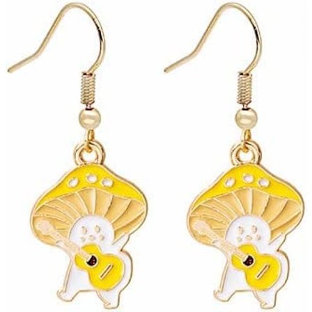 Söta och fräscha svampörhängen, handgjorda, unika och charmiga örhängen, söta och intressanta legering