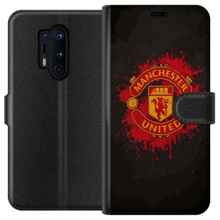 Yhteensopiva Lompakkokotelo OnePlus OnePlus 8 Pro Manchester United logo punaisella ja keltaisella värillä, raikas urheilullinen tausta