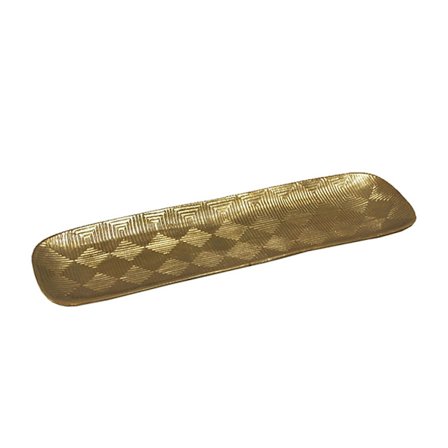 Dekorativ bakke i antik guld/aluminium, 60x19x3 cm