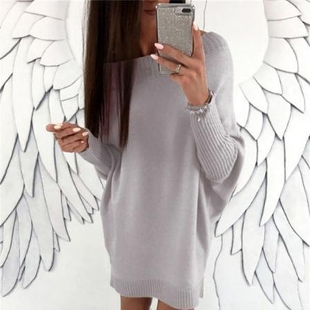 Höstens Populära Tröja Klänning Explosionsstil Lös Rund Hals T