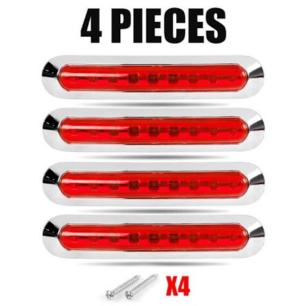 4 stk. røde 9 LED markeringslys til autocamper, trailer, lastbil
