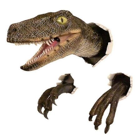 1 Sett Realistisk Dinosaurpynt Levende Åpen Munn Form Skummel Vegg-brytende Velociraptorklo Figur