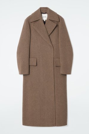 COS Women's Tailored Herringbone Wool Coat in Brown