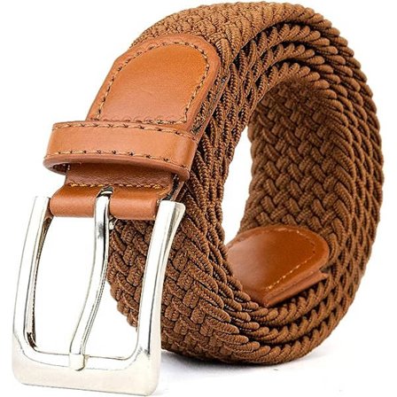 Bælter til mænd, elastiske bælter til mænd, brune, strækbare vævede bælter