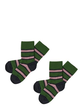 FUB 2-Pack Two-Tone Stripe Socks - Green - 19/21