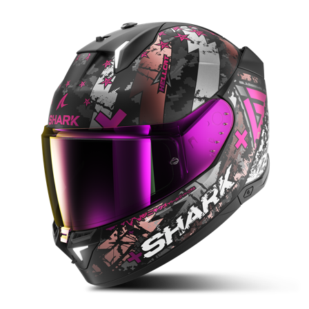 Shark Skwal I3 Hellcat Mat Full Face Cypärä kromilaitos Musta Kromi/Hopea XS