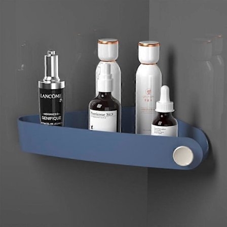 Badeværelse Hjørnehylde, Brusehylde til Badeværelsesopbevaring, Bruseorganisator med Klæbemærker til Badeværelse & Køkken, mørkeblå