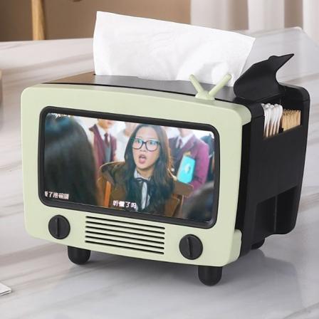 TV-muotoinen monitoiminen luova paperiteline, jossa on matkapuhelinteline, paperiteline, kodin olohuone, söpö pidike kylpyhuoneeseen ja toimistoon (