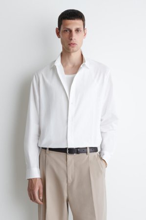 COS Men's Relaxed Pima Cotton-Poplin Shirt in White