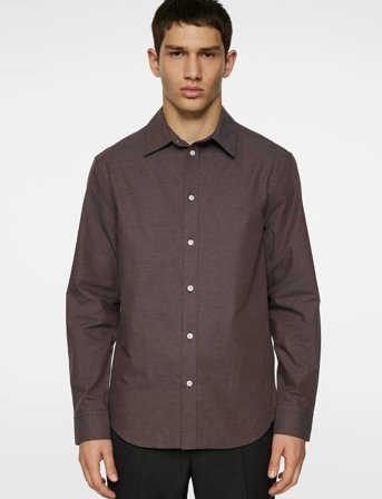J. Lindeberg Slim Light Flannel Shirt - Burgundy - XXL