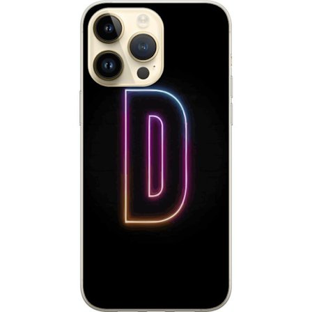 Kompatibelt Mobildeksel til Apple Apple iPhone 15 Pro Max Minimalistisk neonbokstav D i fargeskiftende lys mot svart bakgrunn i moderne digital design