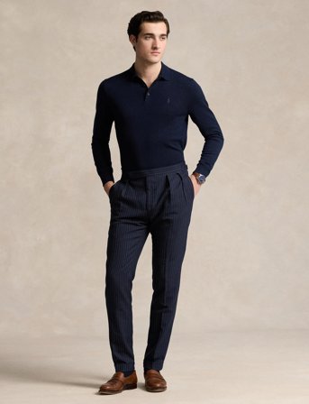 Polo Ralph Lauren Wool Polo-Collar Sweater - Navy - XS