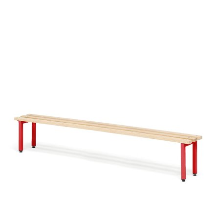 Changing room bench ELITE, 1800x300x390 mm, beech, red