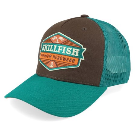Skillfish - Bruin trucker Cap - Terraflame Logo Dark Brown/Dark Teal/Orange Trucker @ Hatstore