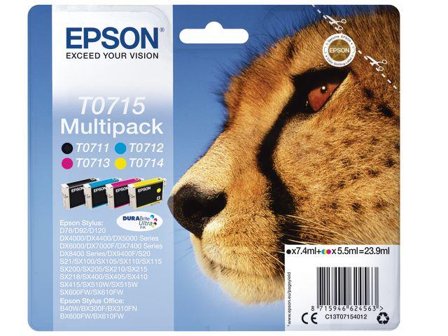 Epson T0715 Multipack - 4-pack - svart, gul, cyan, magenta - original - blekkpatron