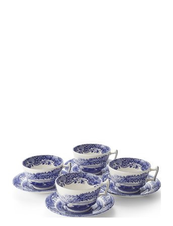 Spode | Blue Italian Teacup & Saucer 4-Pack | 20 cl
