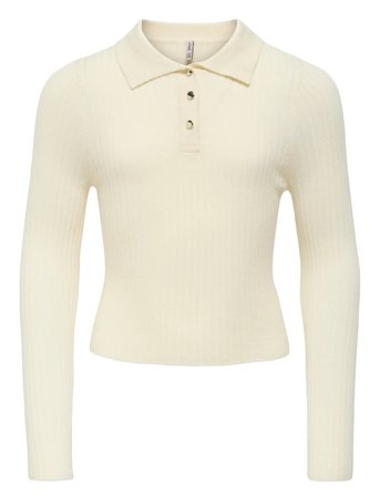 Kogmila Ls Rib Button Polo Neck Cp Knt Cream Kids Only