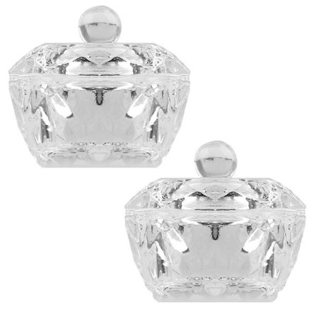 2 st genomskinliga nagelkonst akryl vätskepulver skål glas skål nagel kristall skål glas naglar kopp glas dapping skål glas med glaslock för akryl