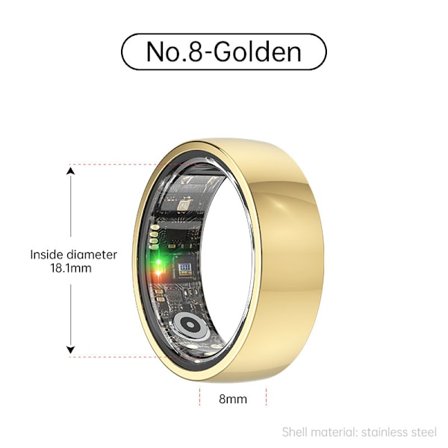 Smart Ring R1000 – Sömnmonitor, Bluetooth 5.0, Blodsyremätare Guld