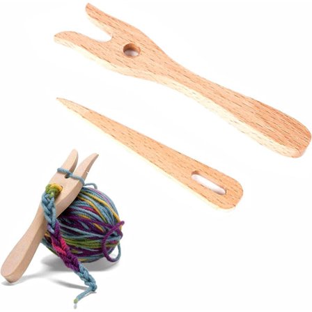Naturlig tre strikkegaffel manuell strikking barn strikkegaffel stor øyenål håndlaget flettet tre tau armbånd halskjede verktøy Tress