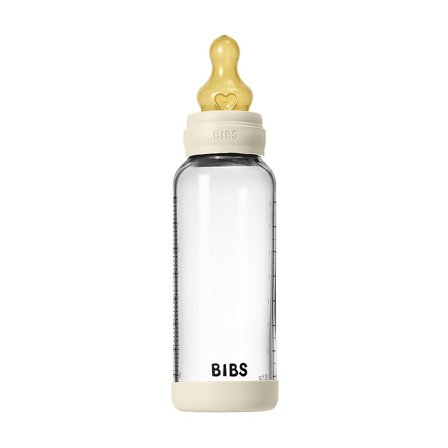 BIBS Gl Baby Bott Round Latex Ivory Medium Flow 240 ml, Børn & Forældre, Sutteflasker & Tilbehør, Sutteflasker