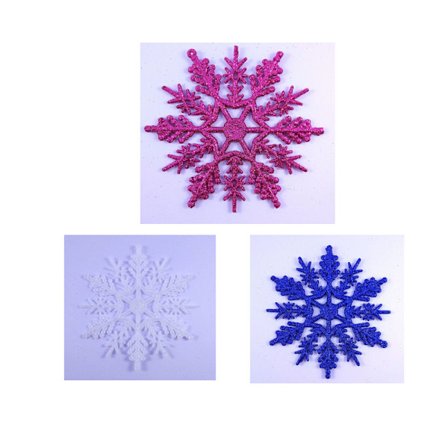 24 stk Juleris - Hengende Pynt - Hvit Plast Snøflak