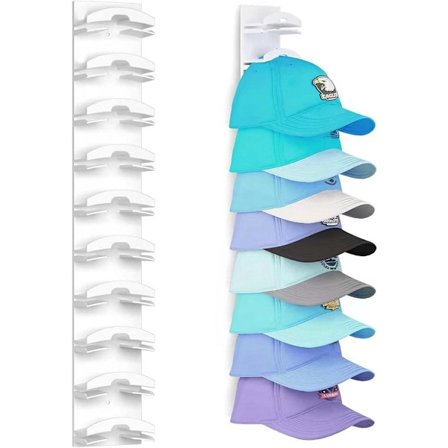 JGS Premium - Baseball Cap Holder med 10 kroker - Hvit