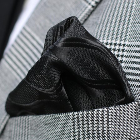Pochette de costume noire à motif pour hommes - Pochettes de costume de couleur unie