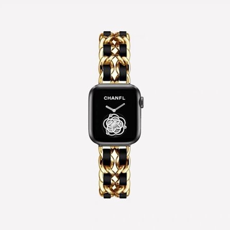 Klockarmband för Apple Watch iWatch 38/40/41/ 10:e generationen 42mm guld med svart