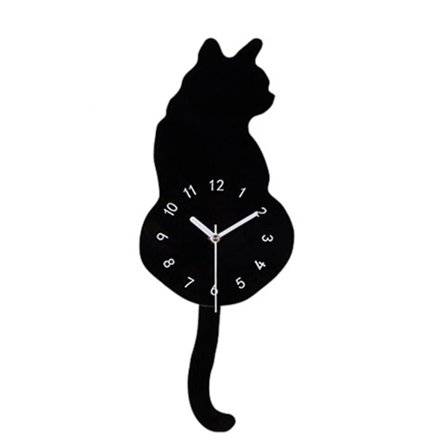 Kreativ Cartoon Söt Katt Väggklocka DIY Katt Akryl Väggklocka Med Svängande Svans