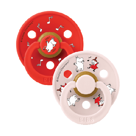 BIBS Moomin Pacifier Colour Dancing Latex Str. 1, 0-6 mnd, candy apple mix, 2 stk.
