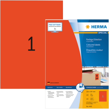 Etikett Herma 210X297Mm Rød