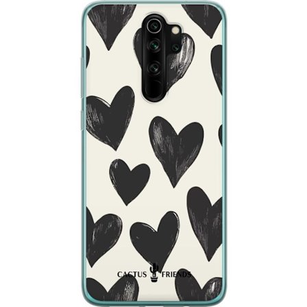 Kompatibel Mobilcover til Xiaomi Xiaomi Redmi Note 8 Pro Cactus and Friends - Bold Black Love Pattern