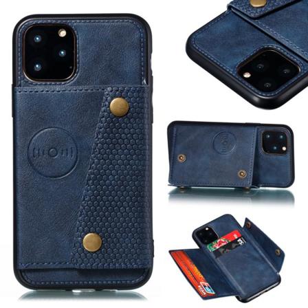 Iphone 12 Pro Max - Läder Skal Med Kortfack Och Magnet - Blå Blue Blå