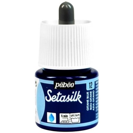 Tekstilmaling - Pébéo - SetaSilk - 45 ml - Blå Gitane - Til voksne og blandede