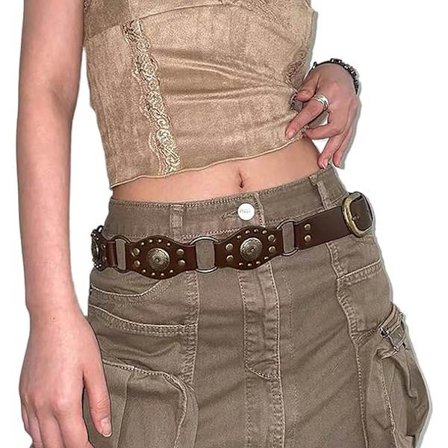 Vintage Punk Läderbälte Dam 80-tals Goth Kläder Midjebälte Dam Western Cowboy Bälte