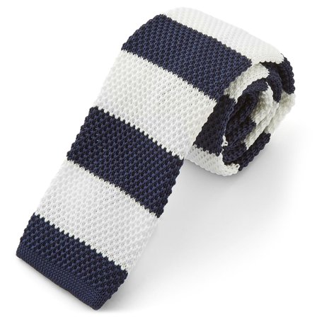 Navy Stripes Knitted Tie for Men - Skinny ties